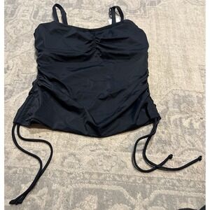 New Pour Moi Black Space Underwire Bandini Tankini Swim Top 34FF ruched Sides